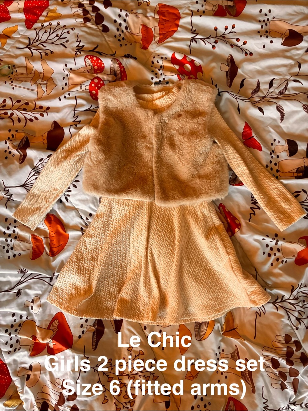 Le chic Girls 2-Piece Dress Set in cream